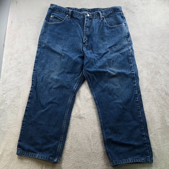 Wrangler Men Jeans Size 38x30 Classic Blue Denim Straight Leg Casual Medium Wash - Picture 14 of 15